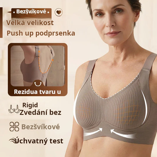 Jemná podprsenka bez švů s pruhy – s tvarem písmene W, pohodlí a styl v jednom