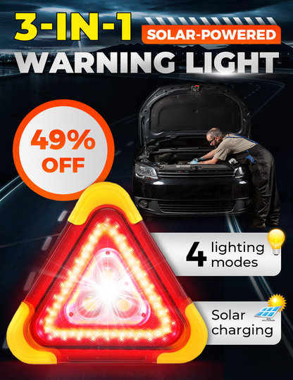 SLEVA 49%! 🔥 3v1 Solární Nouzový Výstražný Trojúhelník
