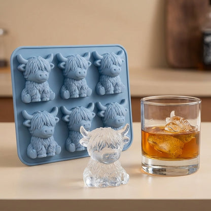 🐮 Formička na kostky ledu ve tvaru mini skotské krávy – roztomilý 3D led do nápojů, na večírky a jako dárek