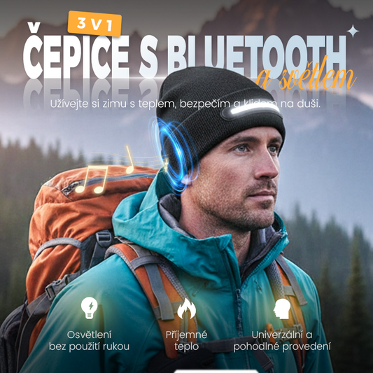Nabíjitelná čepice s LED osvětlením a Bluetooth
