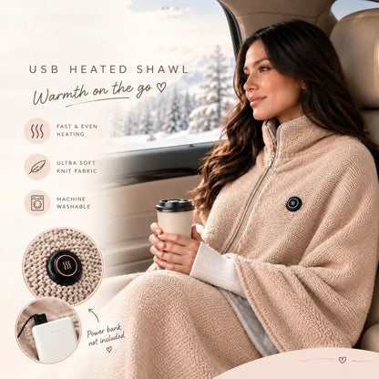 🔥Přenosný měkký zip Elektrická vyhřívaná přikrývka Shawl