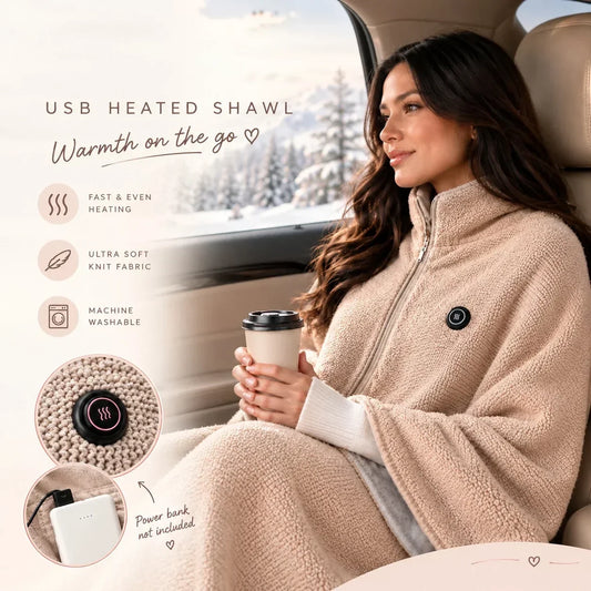 🔥Přenosný měkký zip Elektrická vyhřívaná přikrývka Shawl