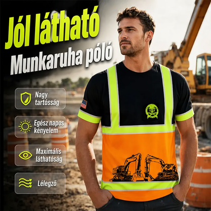 👷🔦 Dobře viditelné výstražné pracovní tričko – fluorescenční + reflexní | XS–6XL | 🛡️