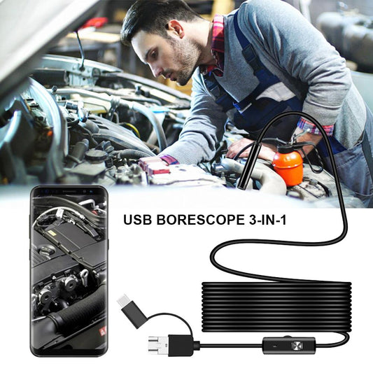🔍 3v1 USB endoskopická kamera – 💡 Ideální pro kontrolu motorů, potrubí, kabelů a těžko dostupných míst📱 🔧