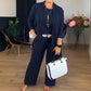 【S-5XL】💖Elegantní třídílná sada s dlouhým kardiganem (zahrnuje blůzu a kalhoty)