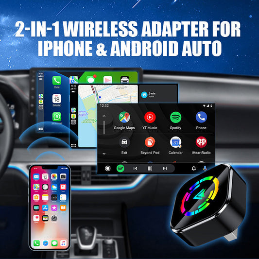 🔥🚗2 v 1 bezdrátový adaptér pro zařízení iPhone a Android Auto