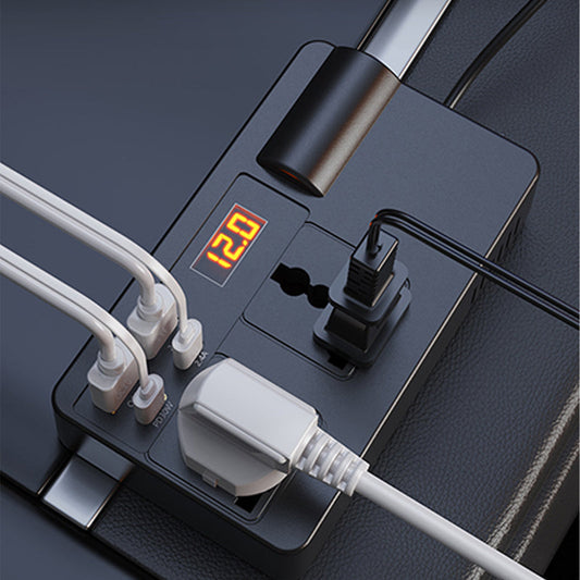 ⚡🔋Přenosný automobilový měnič 12 V/24 V na 220 V s digitálním displejem