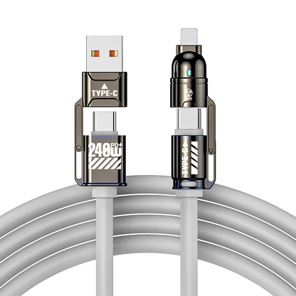 🔌 Vysoce výkonný kabel pro rychlé nabíjení 4 v 1 – 240 W PD, multifunkční nabíjecí kabel, USB-A/USB-C na Type-C/Lightning – univerzální kabel pro rychlé nabíjení telefonů a notebooků ✨