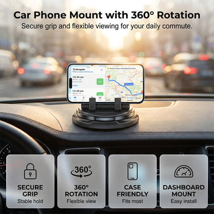 💥 Držák na mobil do auta s možností otáčení o 360°, který lze připevnit na palubní desku | Silná přilnavost, univerzální – platba na dobírku ✨