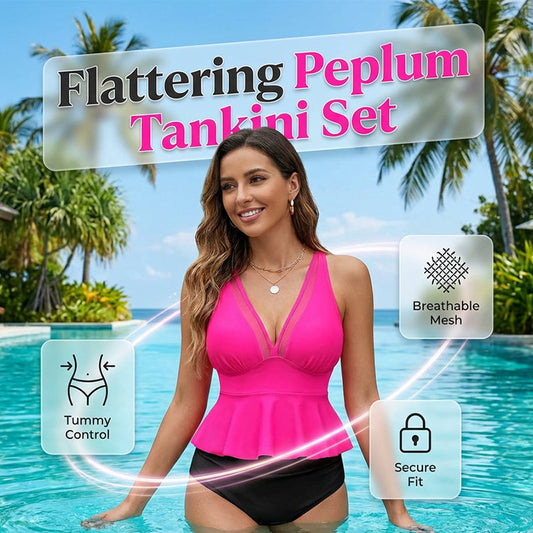 Dámský Peplum Tankini Set s Spodním Prádlem