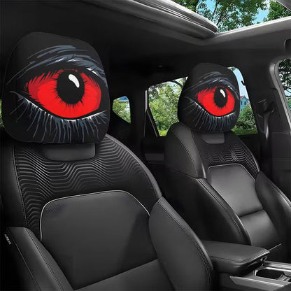 👁️‍🗨️🚗 Potah na opěrku hlavy s motivem strašidelného červeného oka – originální design🎃