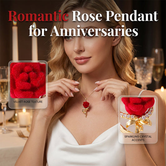 🌹 Elegantní náhrdelník s přívěskem v podobě červené růže