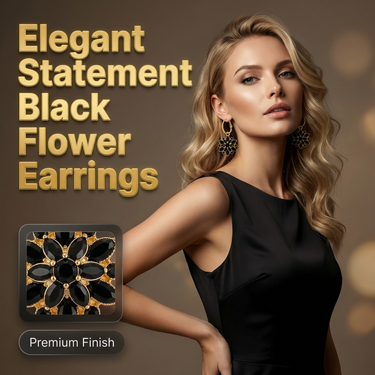 👱‍♀️💖 Elegantní černé náušnice s květinovým motivem
