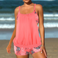 🎉Oferte speciale de sărbători❤️Costum de baie tip tankini pentru femei, format din două piese: bluză tip blouson și pantaloni scurți