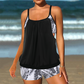 🎉Oferte speciale de sărbători❤️Costum de baie tip tankini pentru femei, format din două piese: bluză tip blouson și pantaloni scurți