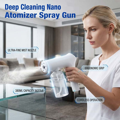 🦠 🚫 Bezdrátový nano-rozprašovač – bezdotyková dezinfekce, modré světlo – pro domácnost, kancelář a auto 🏠