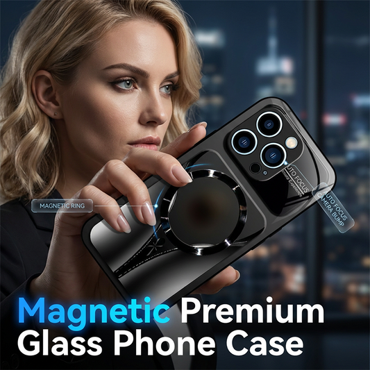 📱✨ Magnetické pouzdro na telefon z tvrzeného skla – odolné proti nárazům, kompatibilní s MagSafe ✨