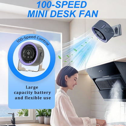 🏆 Stolní ventilátor 2026 – nabíjení přes USB s LED displejem 📊 | 100 rychlostí, nastavení sklonu 120° a plná oscilace ↔️ | Mimořádně tichý – ideální do ložnice 😴, kanceláře 🖥️ a na kempování 🏕️ | Výdrž na baterii až 24 hodin ⚡