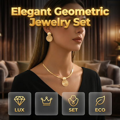✨ Pozvedněte svůj styl – Elegantní geometrický zlacený set náhrdelníku a náušnic – platba na dobírku 💎