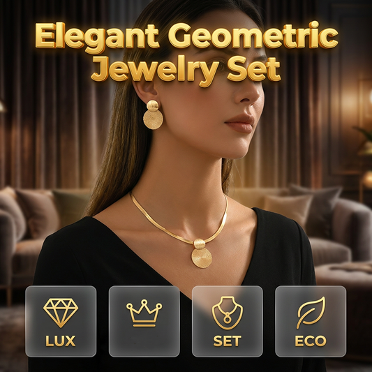 ✨ Pozvedněte svůj styl – Elegantní geometrický zlacený set náhrdelníku a náušnic – platba na dobírku 💎