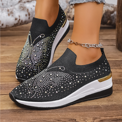 🌬️🏃‍♀️ Dámské sportovní boty s motýlími motivy a kamínky – Třpytivé pohodlí a lehký došlap ✨🦋