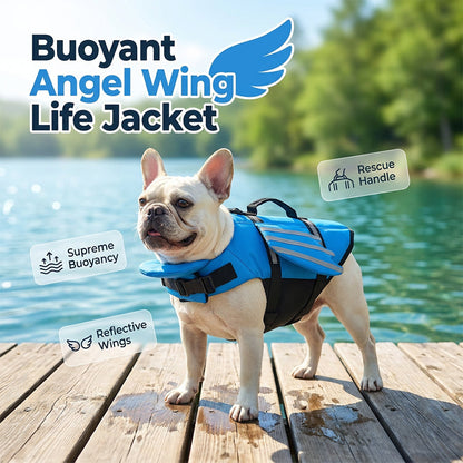 💞Prodaných více než 50 000 kusů!🐕👼Reflexní záchranná vesta pro psy „Andělská křídla“ – vysoká vztlaková síla, rukojeť pro rychlou záchranu a prodyšná síťovina. Reflexní pruhy pro večerní koupání. Bezpečná a roztomilá! 🌊✨
