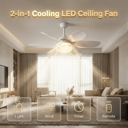 ❄️✨LED stropní ventilátor 2 v 1 s objímkou E27 – osvětlení, chlazení a dálkové ovládání v jednom