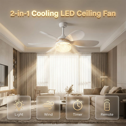 ❄️✨LED stropní ventilátor 2 v 1 s objímkou E27 – osvětlení, chlazení a dálkové ovládání v jednom