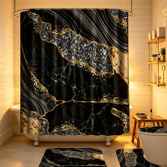 Elegant Marble Pattern Bathroom Shower Curtain