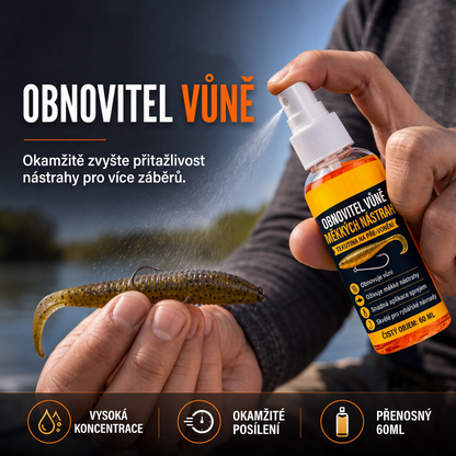 🎣 Sprej na zvýraznění vůně měkkých nástrah – Vysoce koncentrovaný osvěžovač vůně pro rybářské nástrahy, s okamžitým účinkem, přenosný sprej pro měkké nástrahy do sladké i slané vody