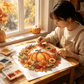🎃 5D diamantové malování podzimní věnec DIY sada – Průhledný akrylový základ, design s dýní/slunečnicí/javorovými listy, kompletní nástroje včetně řetízku – Perfektní dekorace na okno nebo zeď ✨