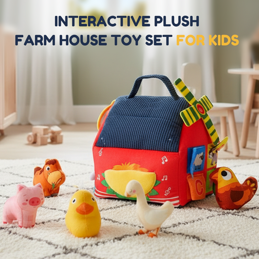 🏠 Interaktivní plyšová sada s motivem farmy – měkké figurky, kreativní hra pro děti ✨