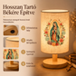 Dřevěná stolní lampa s motivem Panny Marie