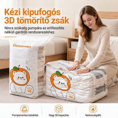 🧳 Ruční 3D vakuový sáček – není potřeba vzduchová pumpa, opakovaně použitelný, maximálně využívá úložný prostor – chrání přikrývky a oblečení! ✨👚