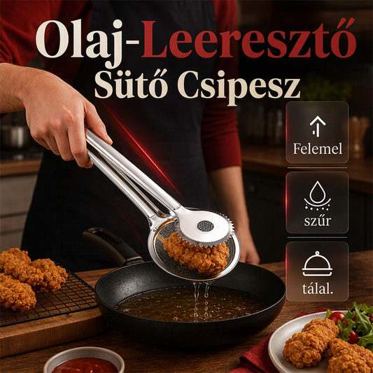 🍳✨ Nerezová kleště na filtrování oleje 2 v 1: Rychlé a čisté filtrování – sbohem špinavému nádobí a plýtvání olejem! ♻️🥗