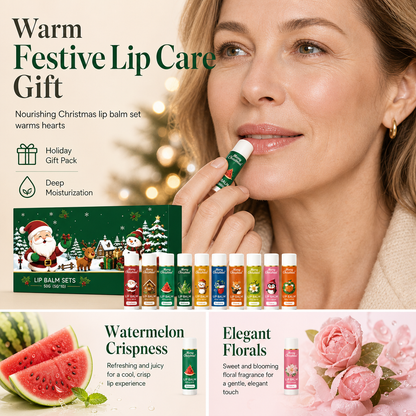 🎄💋Vánoční sada hydratačních balzámů na rty – hydratační, dlouhotrvající, perfektní sváteční dárek
