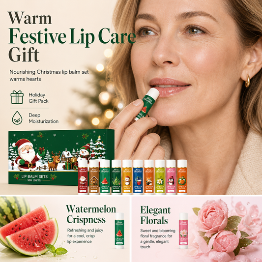 🎄💋Vánoční sada hydratačních balzámů na rty – hydratační, dlouhotrvající, perfektní sváteční dárek