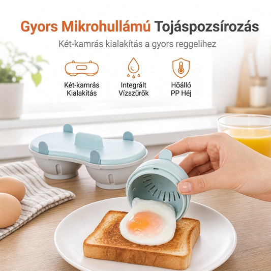 🥚 Dvoukomorový parní vařič na vejce – rychlá příprava + snadné čištění! ✨