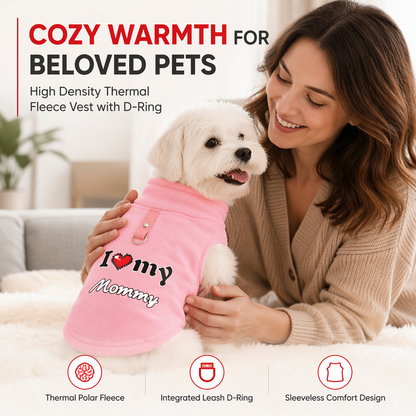 🐾 Teplý psí svetr s poutkem na vodítko – s nápisem ”Love Daddy & Mommy“, pro pohodlné zimní procházky ❄️✨