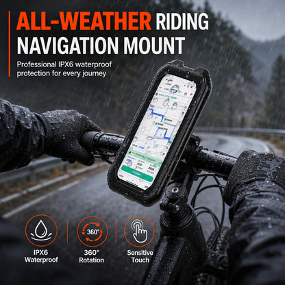 🚴 📱 Vodotěsný držák na telefon na kolo – IPX6, dotykový displej a otáčení o 360° – bezpečná navigace na řídítkách pro motocykly a jízdní kola 🌧️