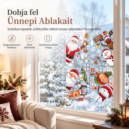 🎅🎄 Vánoční statické samolepky na okna z PVC – Snadno nalepitelná sváteční dekorace ✨
