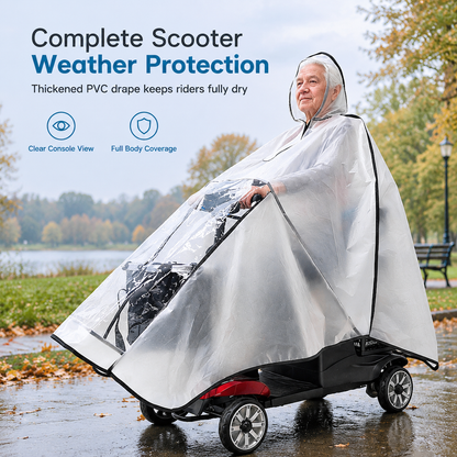 🌧️ Pláštěnka s plným krytím pro pomůcky pro mobilitu – Voděodolná PVC stříška, chrání před deštěm a větrem, pohodlný pohyb venku