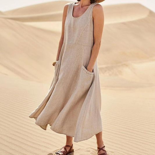 👗Dámské lněné šaty bez rukávů